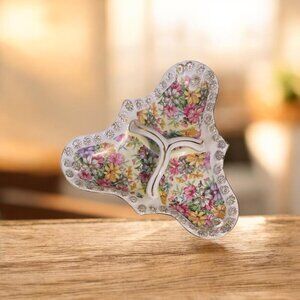 Triangular Porcelain Tray with a Three-Point Handle and Numbers under the Glaze.